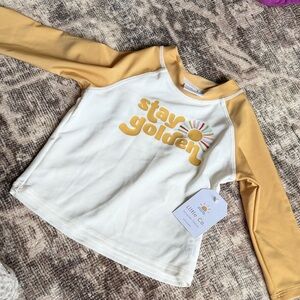 Little Co. Kids 'Stay Golden' Rashguard - White and Tan